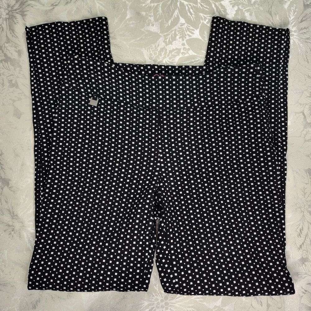 Peck & Peck Pants Womens 6 Black White Stretchy Pull On